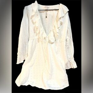 NWOT Neon Rose White Eyelet Short Dress long sleeve Size XL Boho